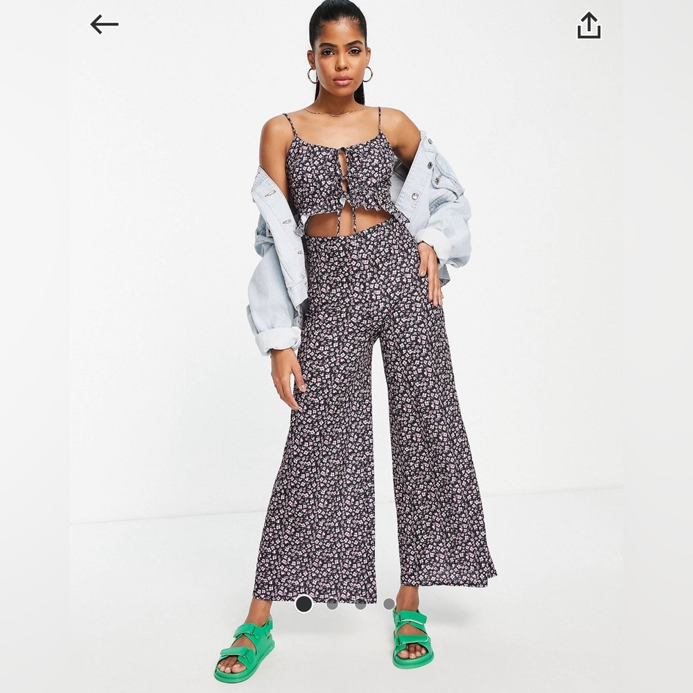 ASOS DESIGN strappy cami jumpsuit in floral print